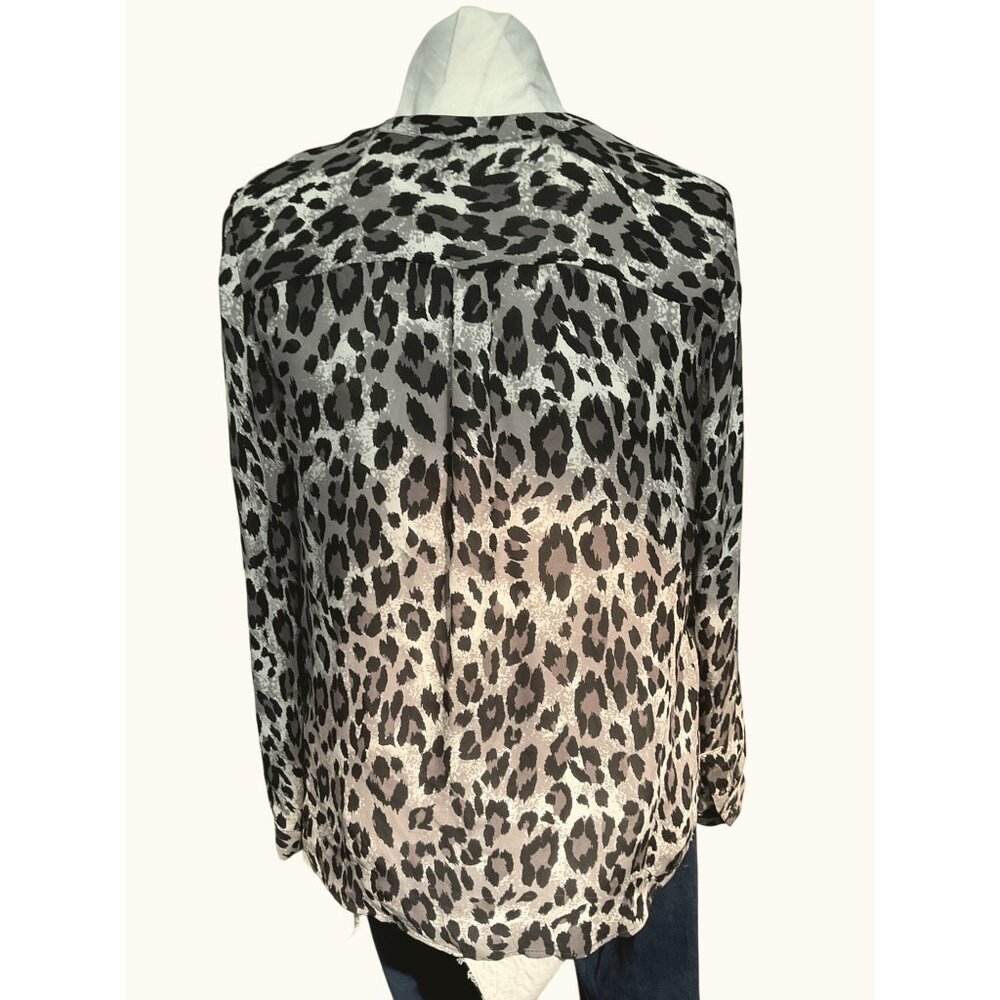 Joie Leopard Print Silk Blouse Button-Up With Placket Size M - Picture 4 of 6